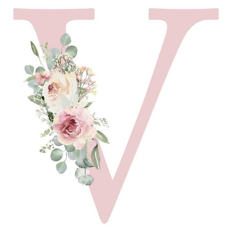 T| Monogramme | Eucalyptus Pastel Fleur Bleu