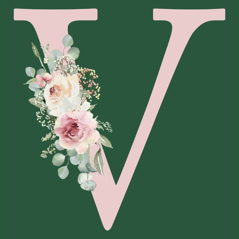 T| Monogramme | Eucalyptus Pastel Fleur Bleu