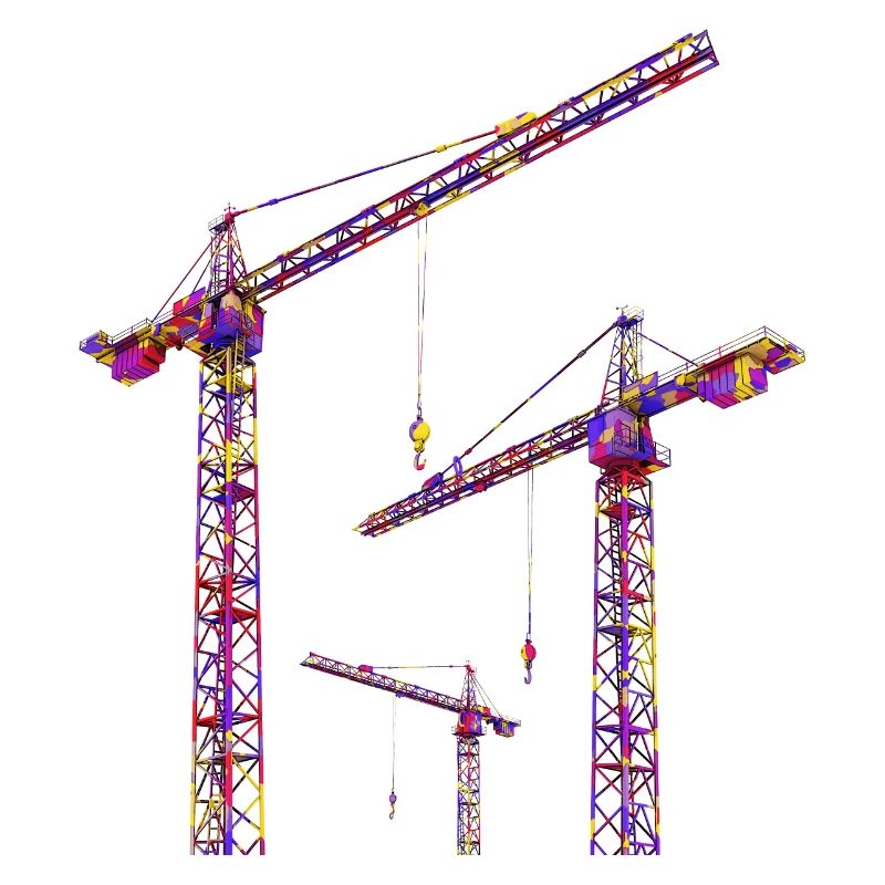 Construction cranes in bright colors