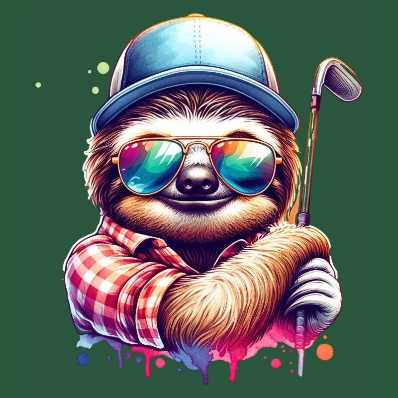 Sloth, Golfer, Golf Course, Dogs