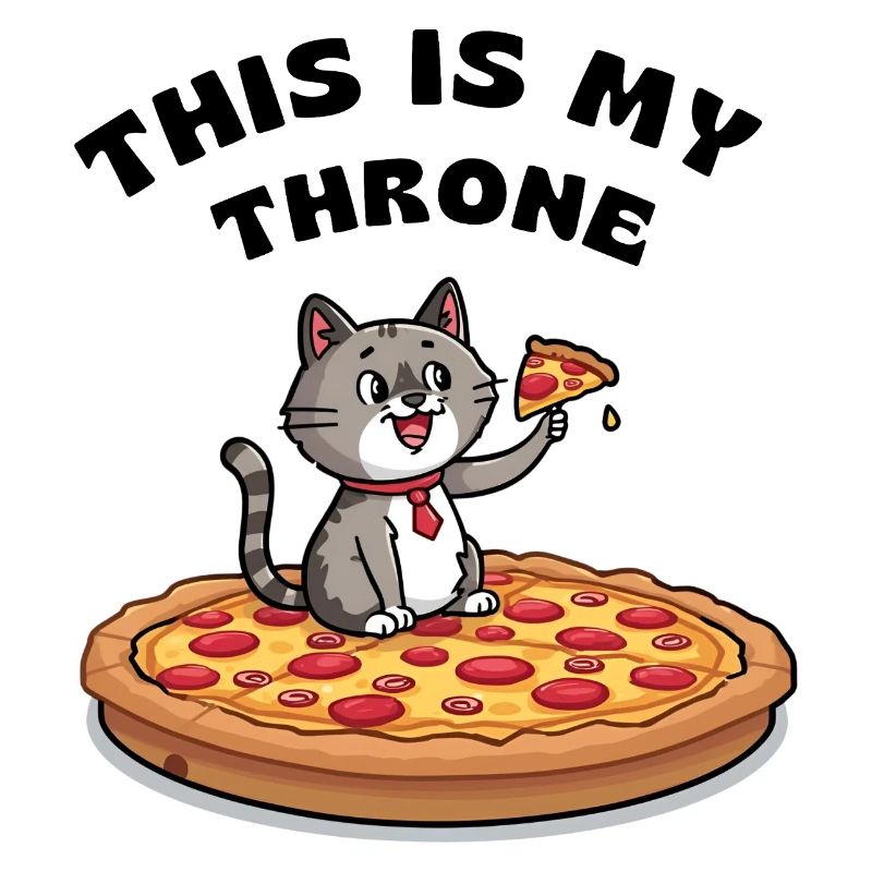 Chat de dessin animé sur pizza – C’est mon trône