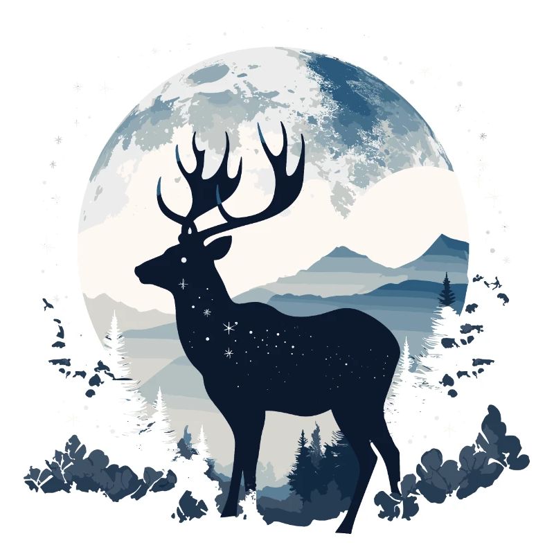 Deer Forest Moon Nature