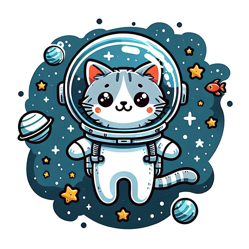 Petit chat mignon comme astronaute astronaute