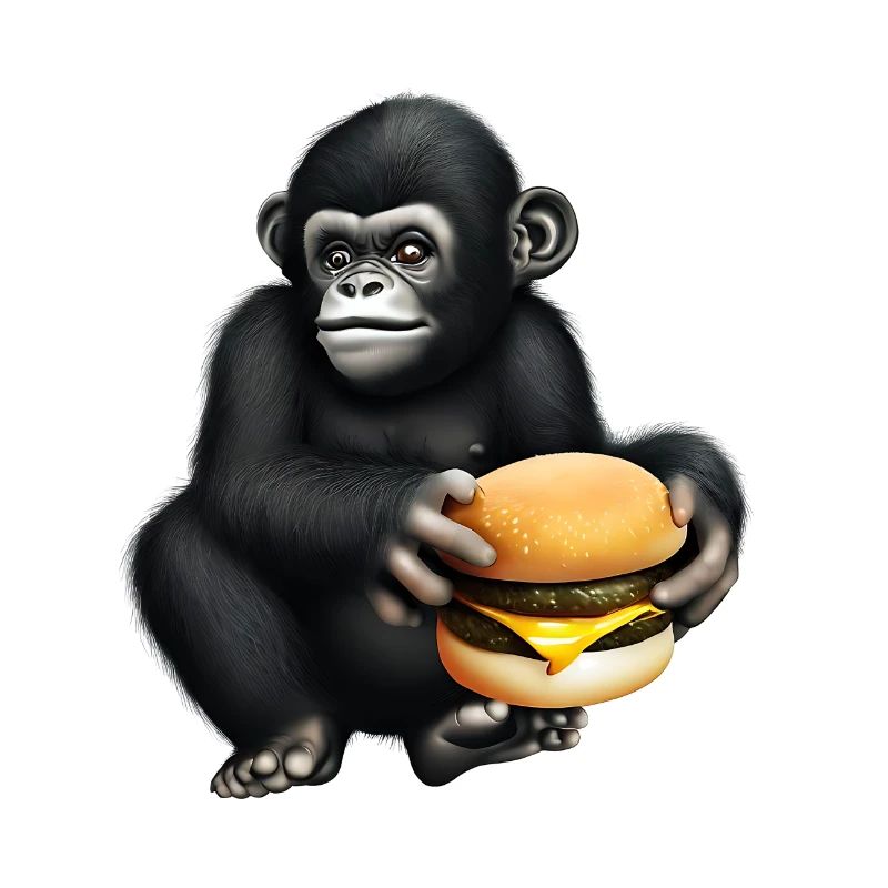 Gorilla aime les cheeseburgers