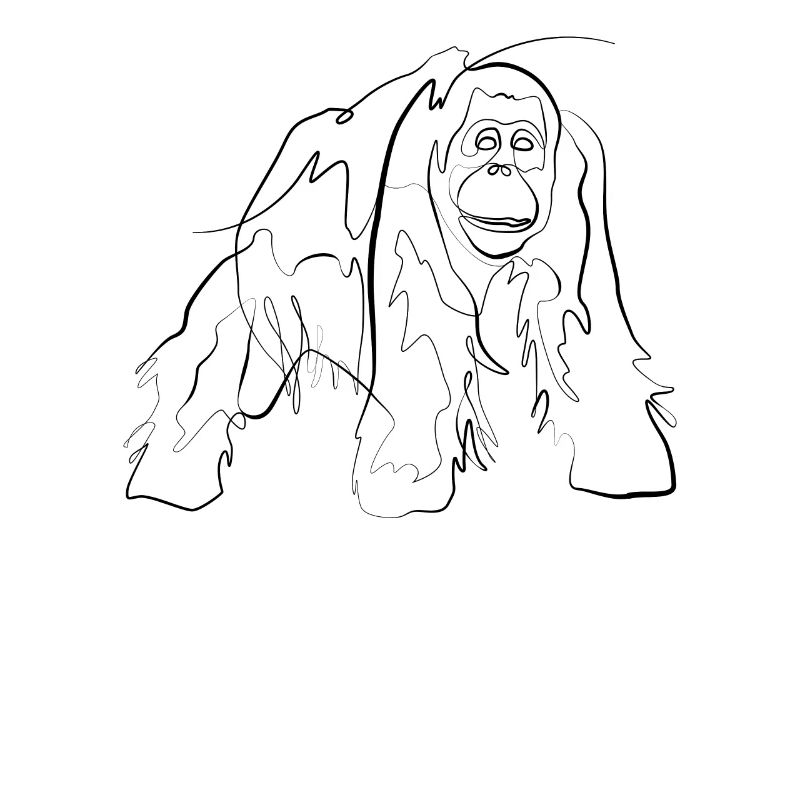 Orangutan Monkey - one line drawing