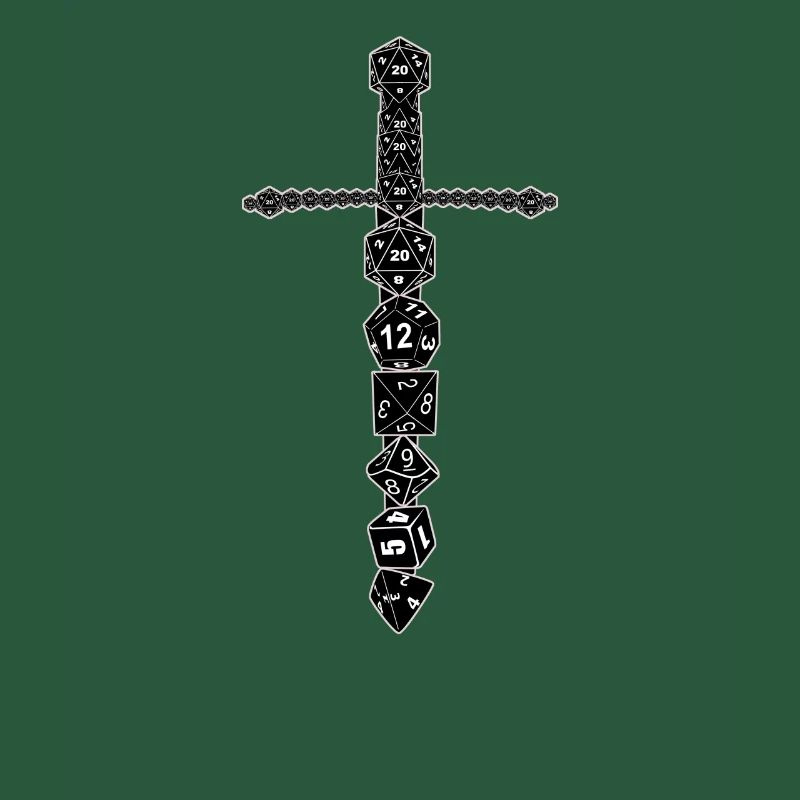 RPG D20 Cube Dice Dice Magic Sword Black