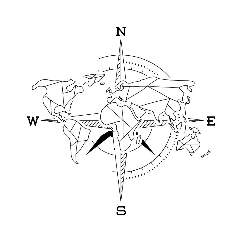 World map compass World map