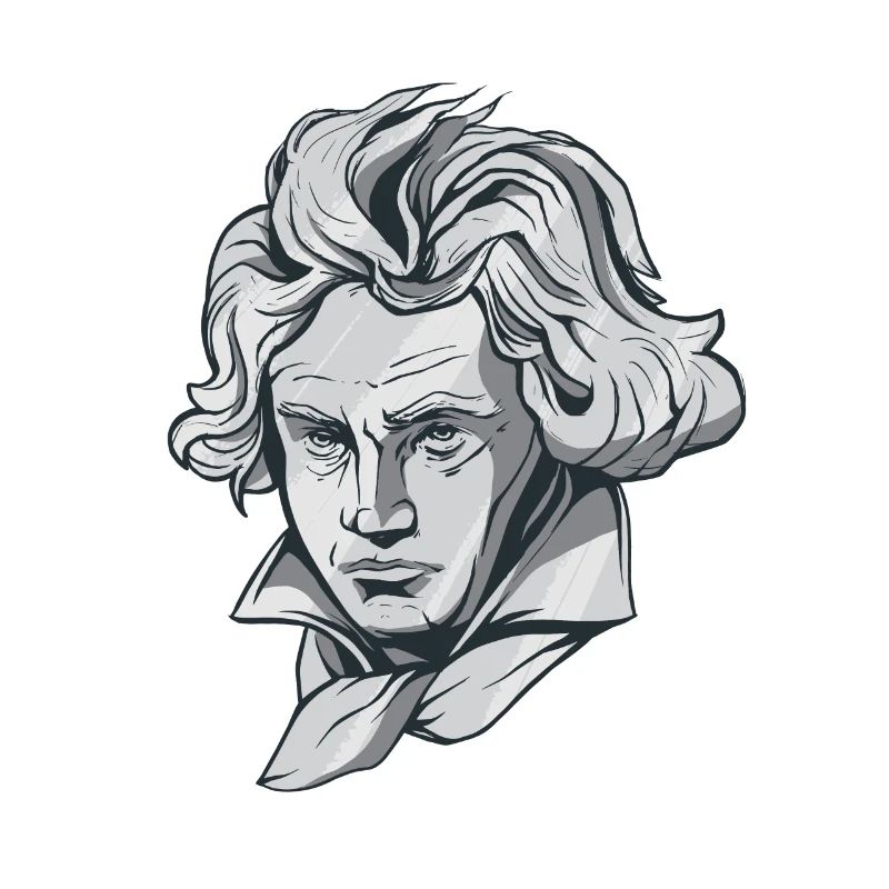 Buste de visage de Beethoven avec le compositeur de Beethoven