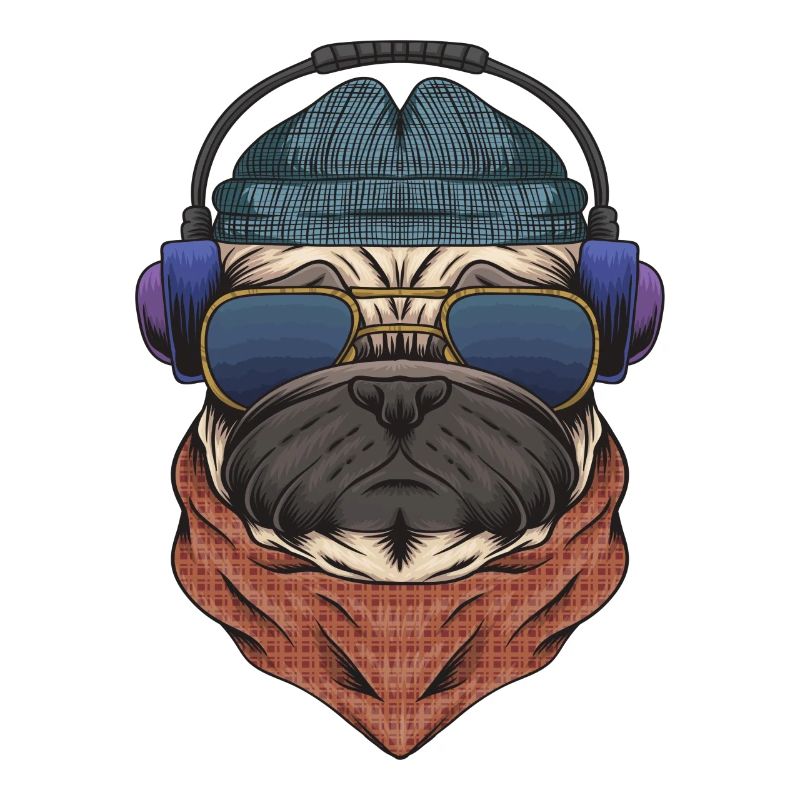 Cooler Mops DJ mit Kopfhörergeschenk für DJs oder Mops