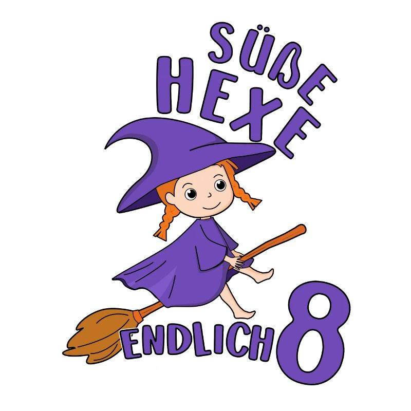 Süße Hexe Geburtstagsmotiv Ich Bin 8 Jahre Mädchen