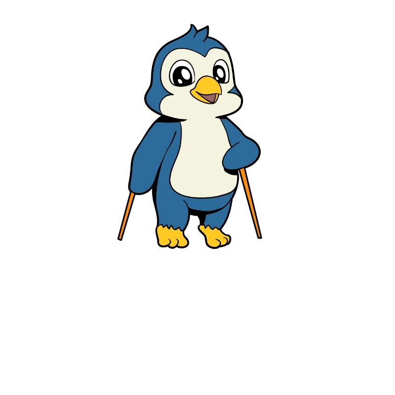Nordic Walking Comic Pinguin
