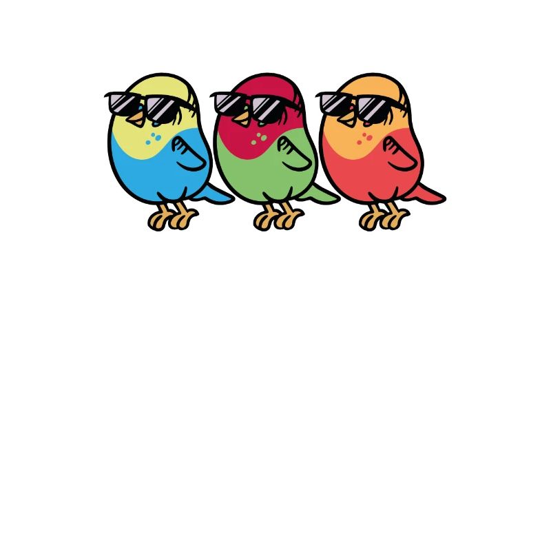 Trois oiseaux blancs avec des lunettes de soleil
