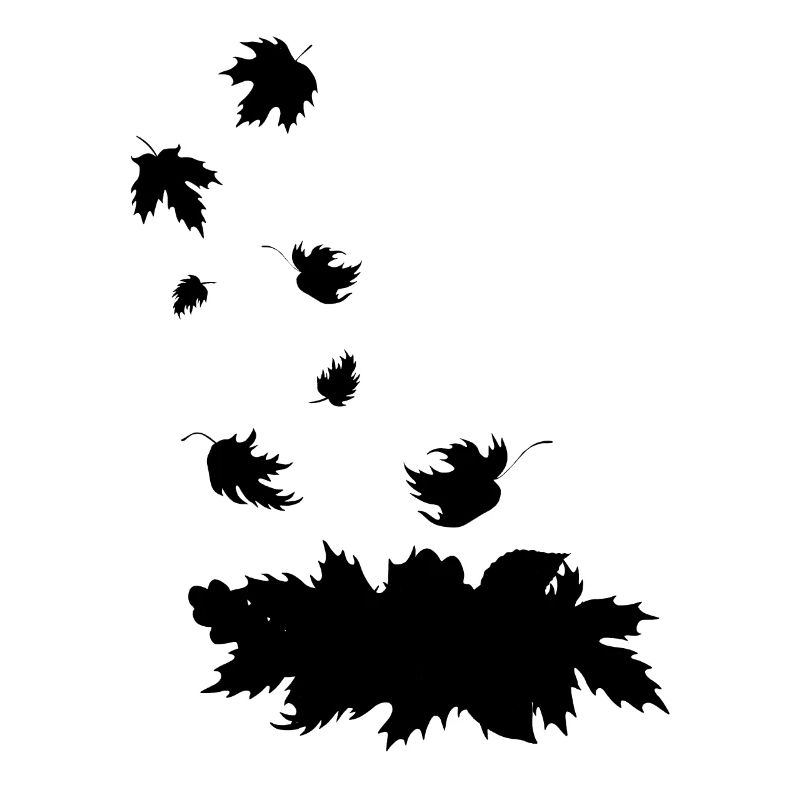 Schwarze Silhouette von fallenden Ahornblättern