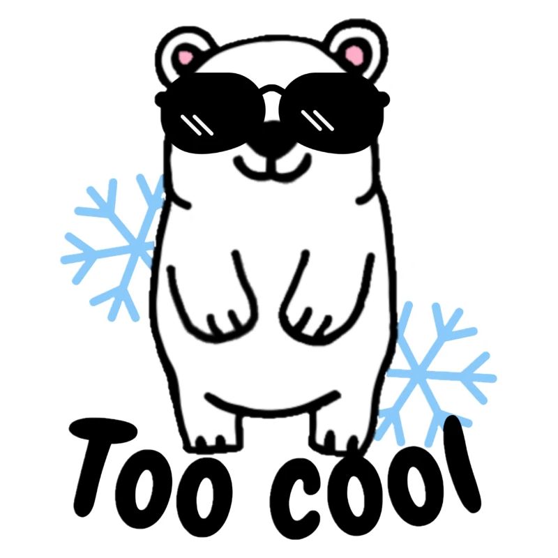 Cooler Eisbär mit Sonnenbrille und Schneeflocken