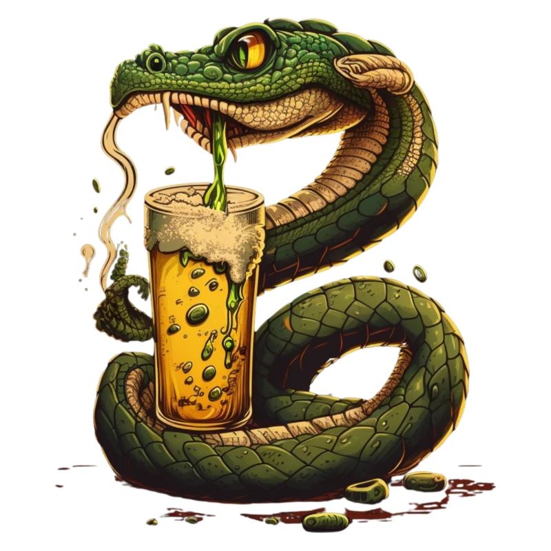 Lustige Comic Illustration Schlange mit Bier