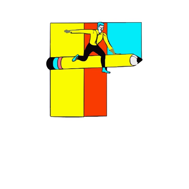 Man jumping over pencil pop part