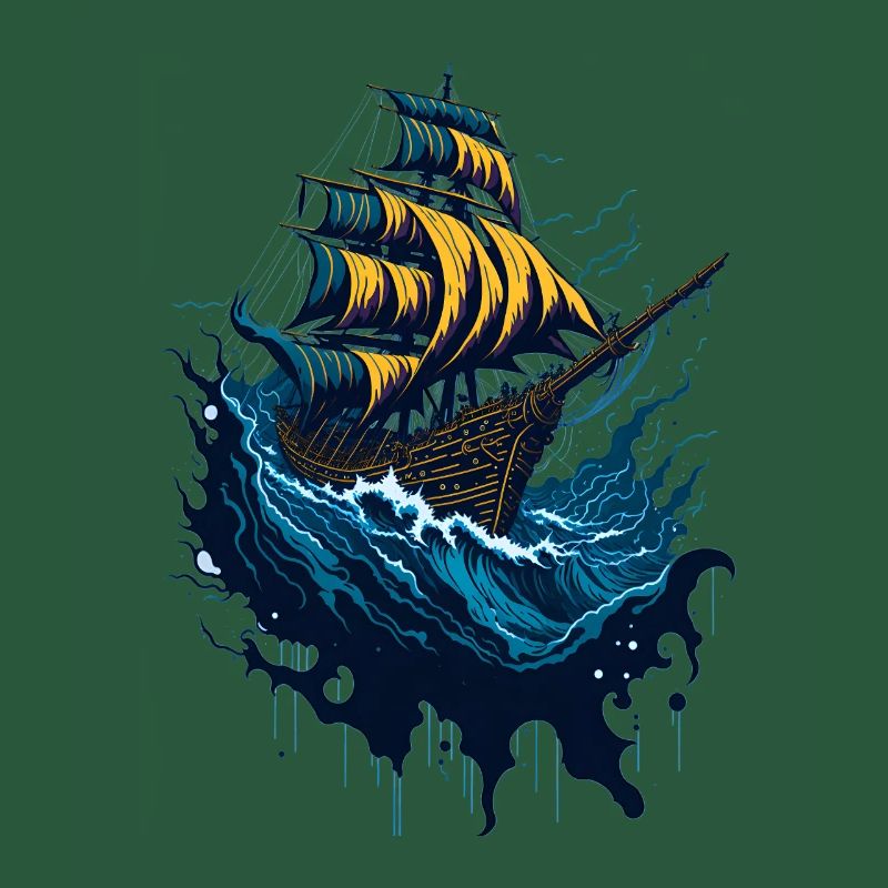 Bateau pirate dans les mers orageuses
