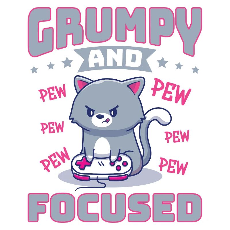 Gaming, Zocken, Videospiel, Grumpy Katze Gamer