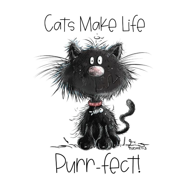 Drollige Schwarze Katze Mit Katzen Spruch