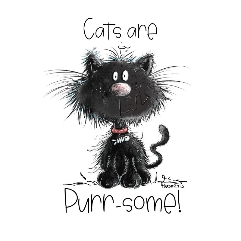 Drollige Schwarze Katze Mit Katzen Spruch