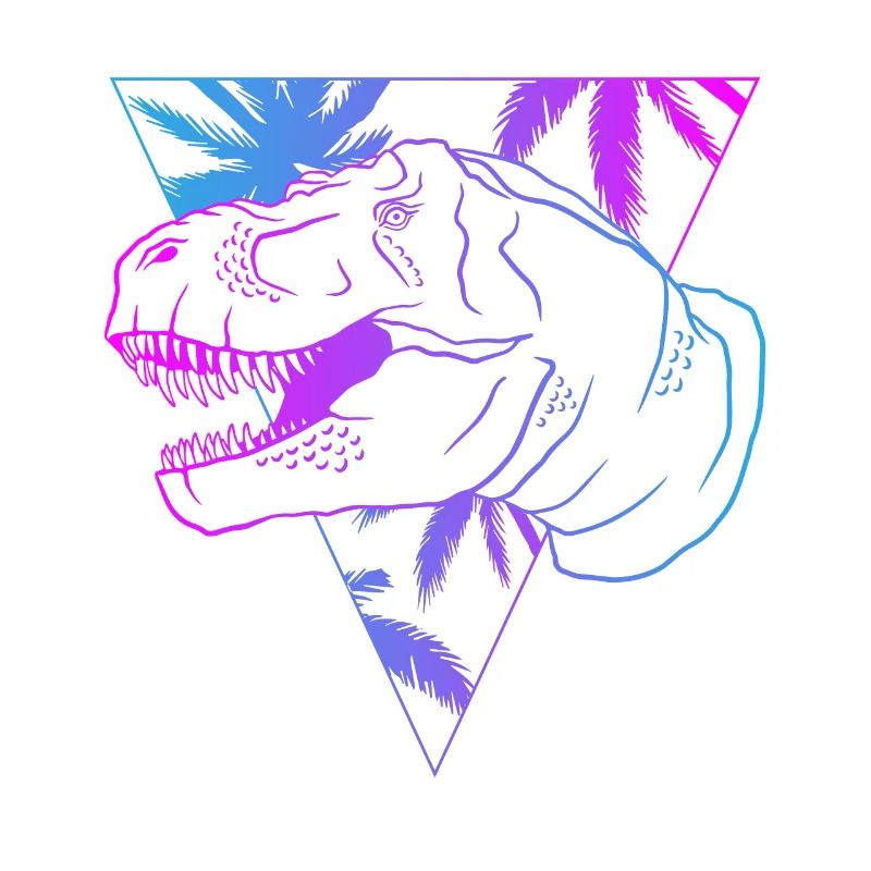 T-Rex Neon Triangle Artwork Gift