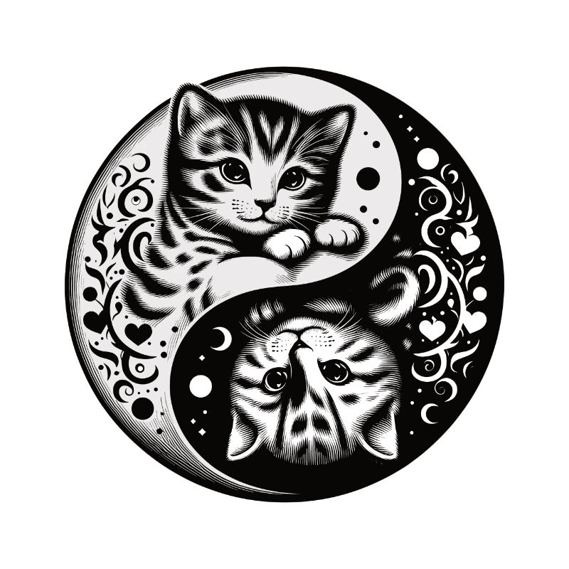 Ying Yang Chatons, noir et blanc
