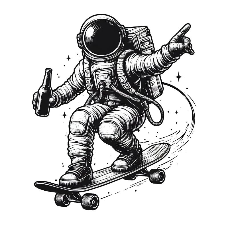 Astronaut on skateboard