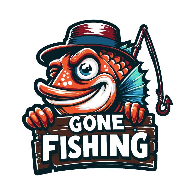 Poisson effronté allé à la pêche - Conception de pêche humoristique