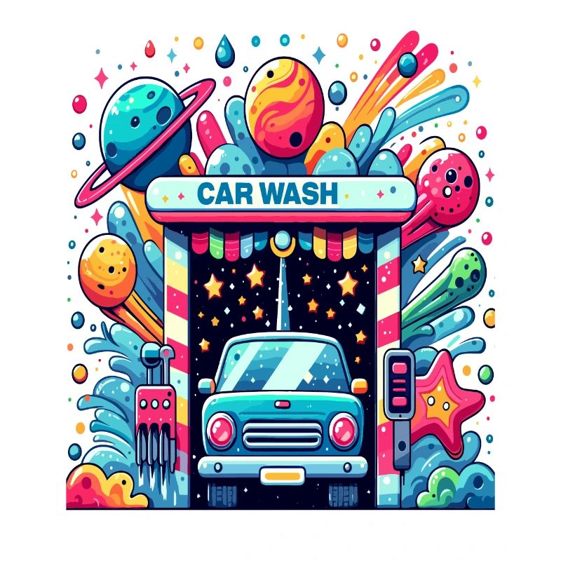 Auto Waschanlage Comic Style
