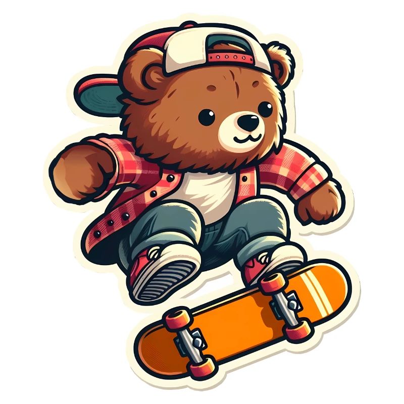 Bear Riding Skateboard