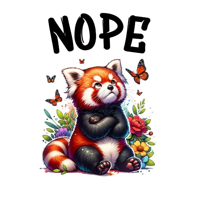 Red Panda Funny Saying Nope Fire Fox