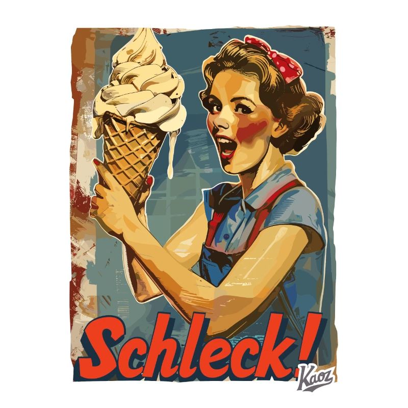 Liebe Dame mit riesigem Waffel-Eis