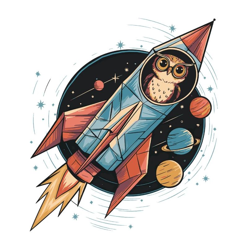 Owl in Rocket - Galactic Exploration