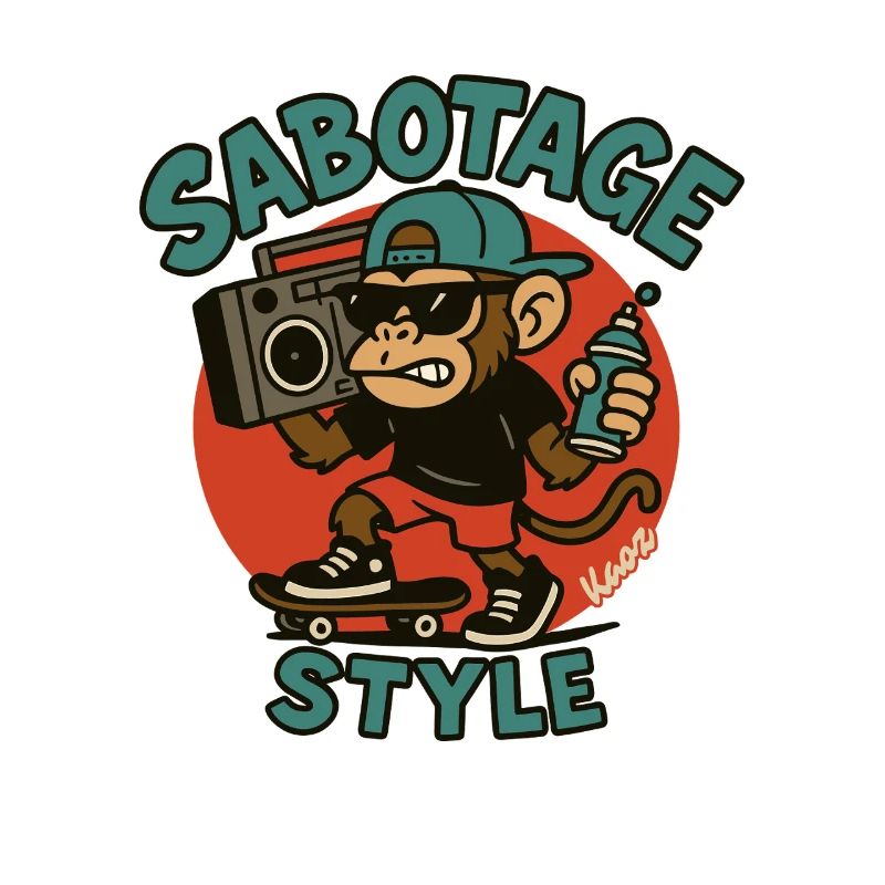Cooler Affe mit Skateboard und Spraydose Style