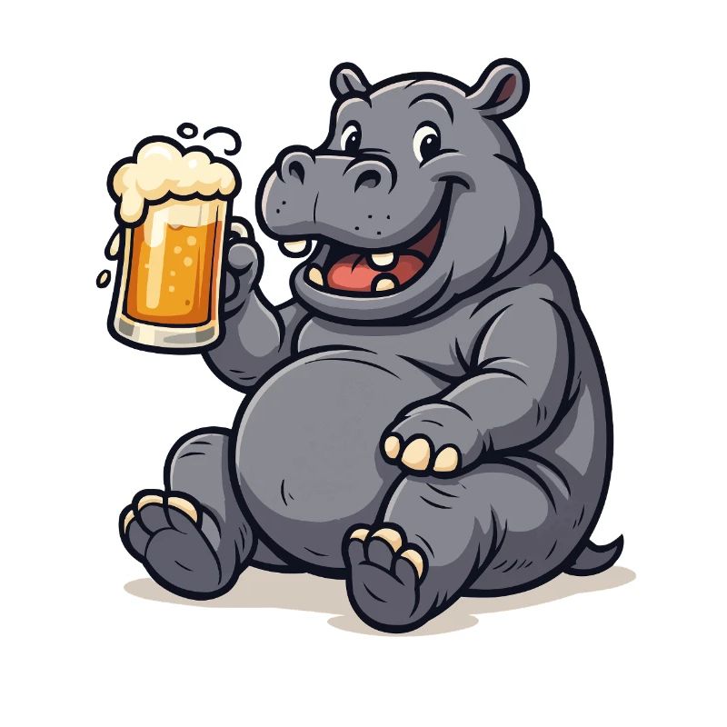 Nilpferd mit Pint Bierfreude