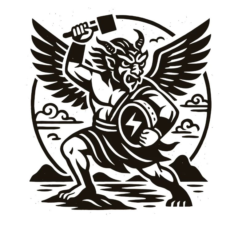Chinese Thunder God Winged Demon Warrior