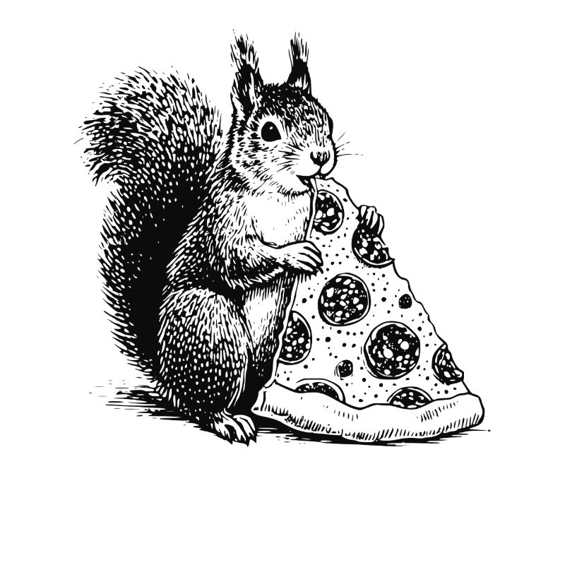 L’écureuil adore la pizza