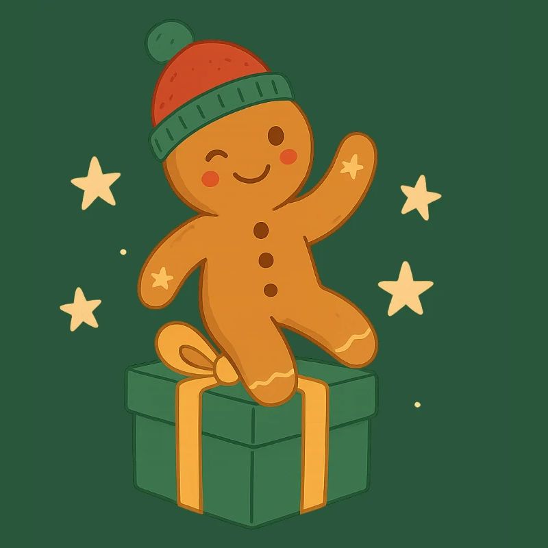 Lebkuchenfigur auf Geschenkbox