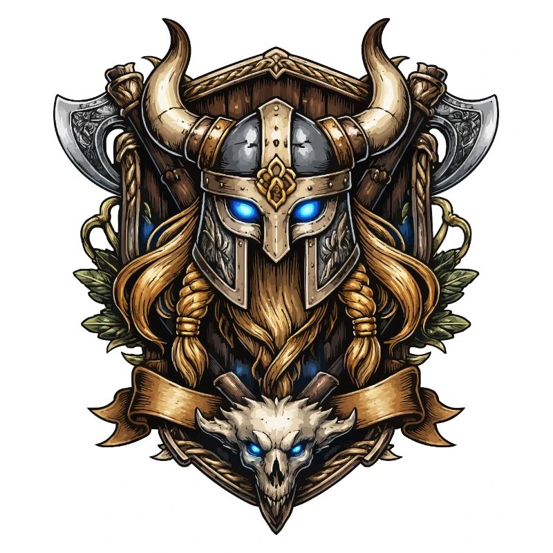 Viking Helm mit Totenschädel-Emblem