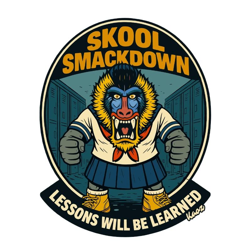 Schule Smackdown Primaten Affe Mandrill