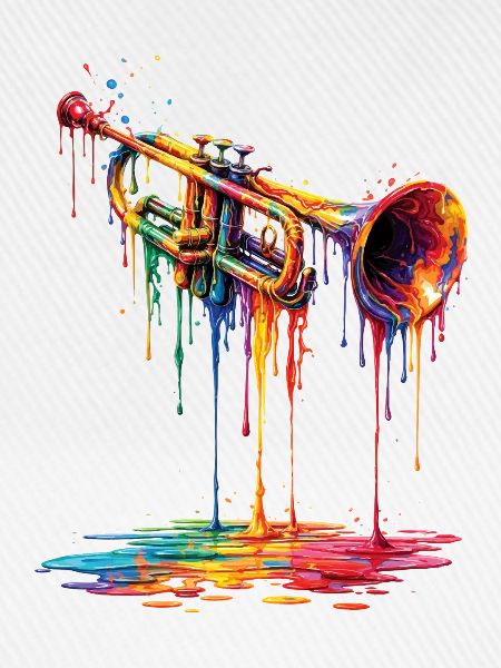 Trumpet with dripping paint