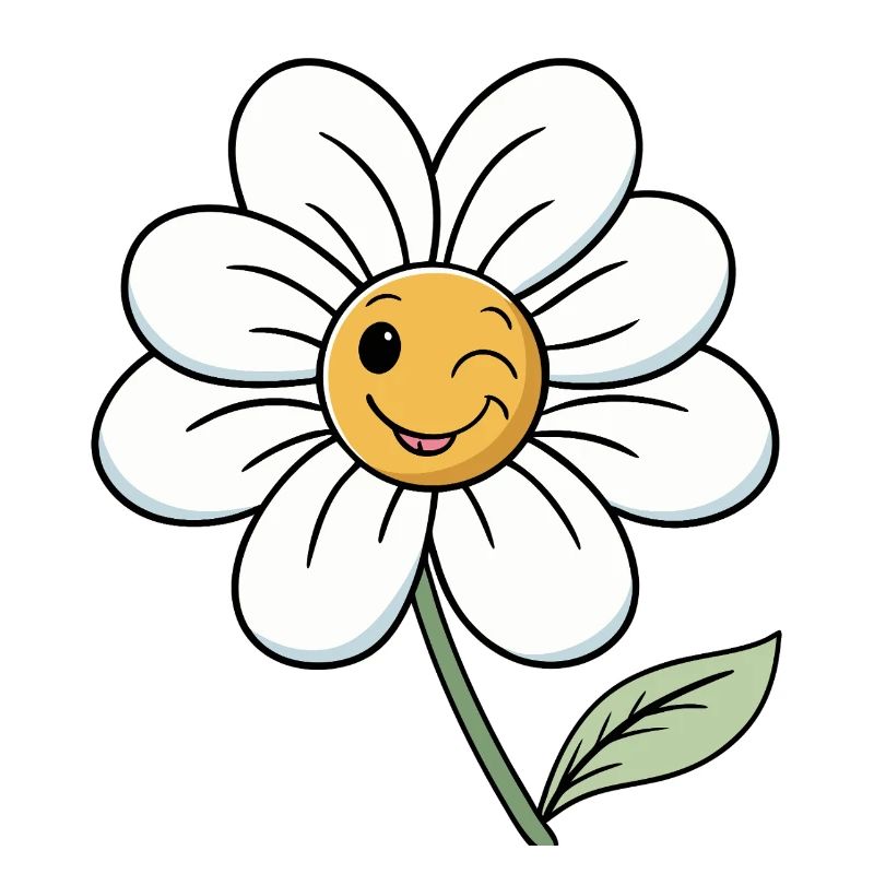 Cheerful White Daisy with Smiley Faces