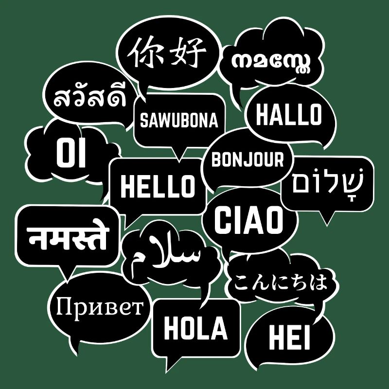 Speech bubbles "Hello" in different languages