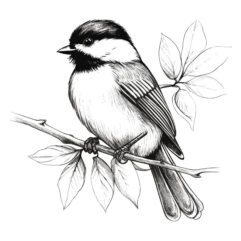 Chickadee bird drawing