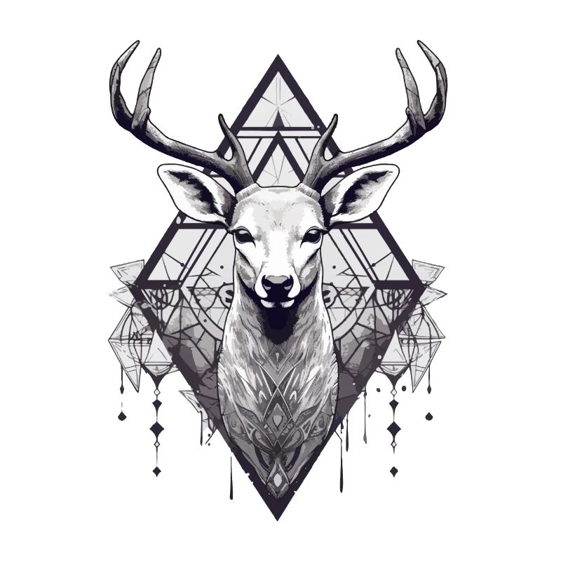 black and white deer boho style