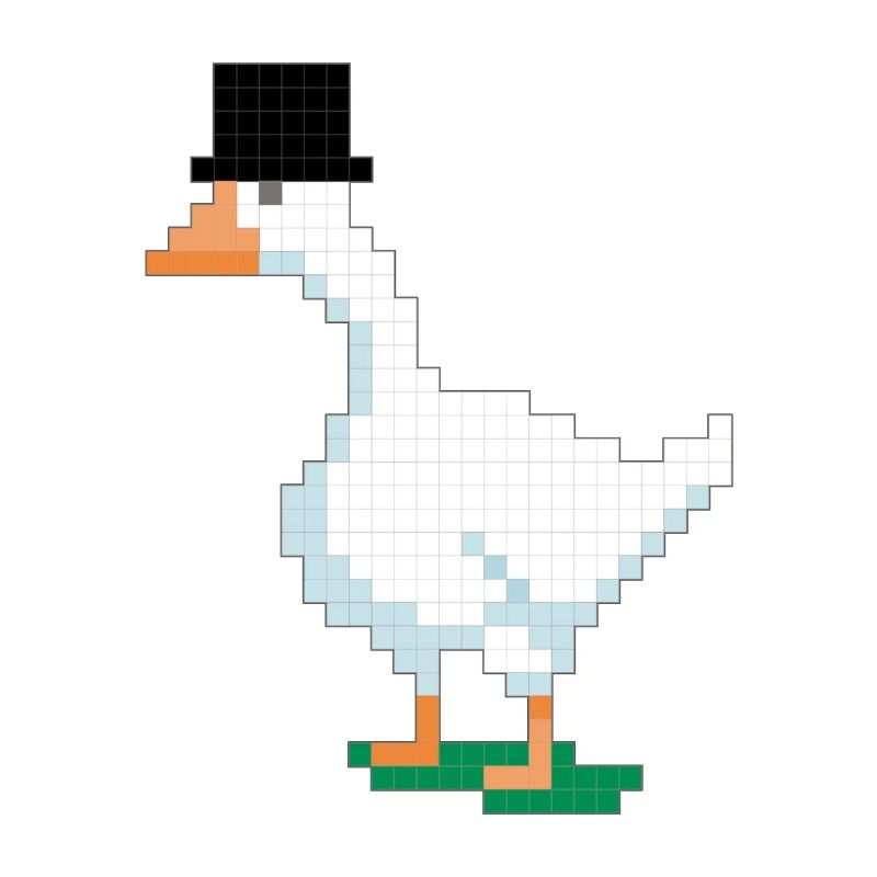 Canard avec haut-de-forme pixélisé