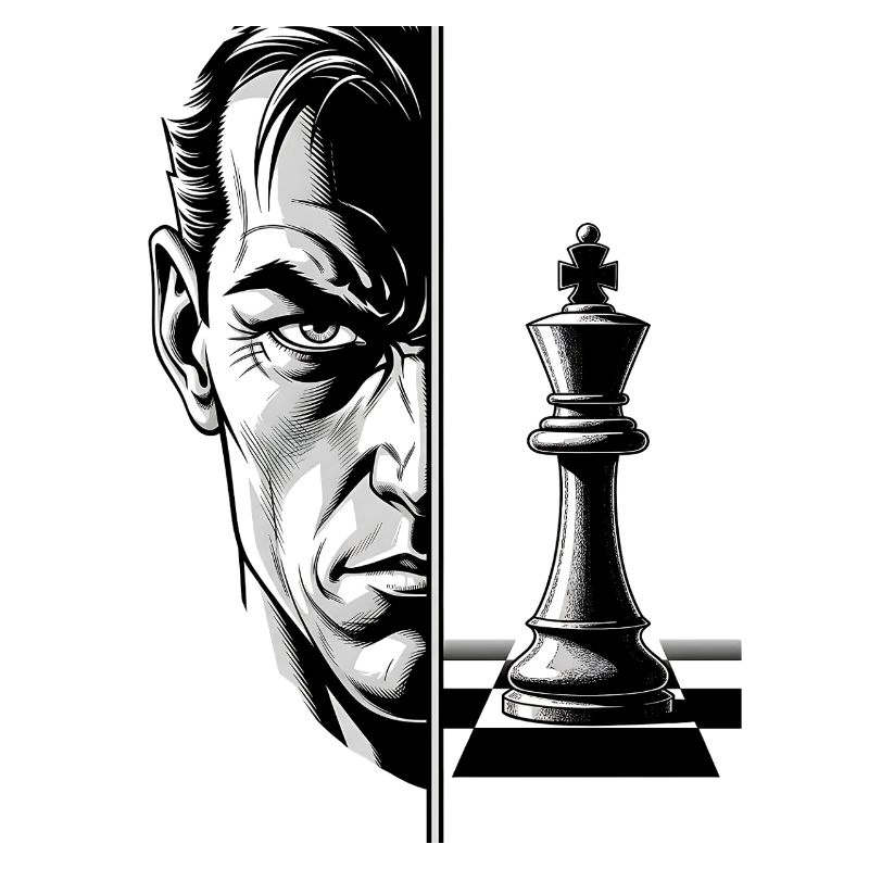 Schwarz-Weiß-Schach-Mastermind-Porträt