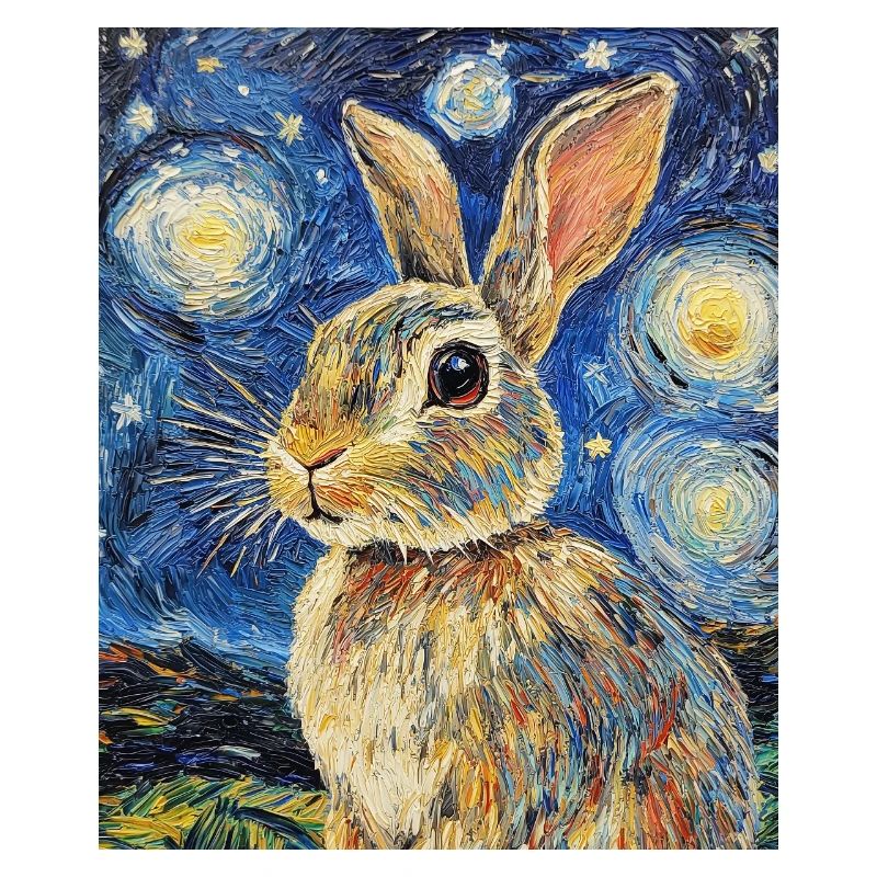 Bunny Rabbit Bunny Van Gogh Style Starry Night