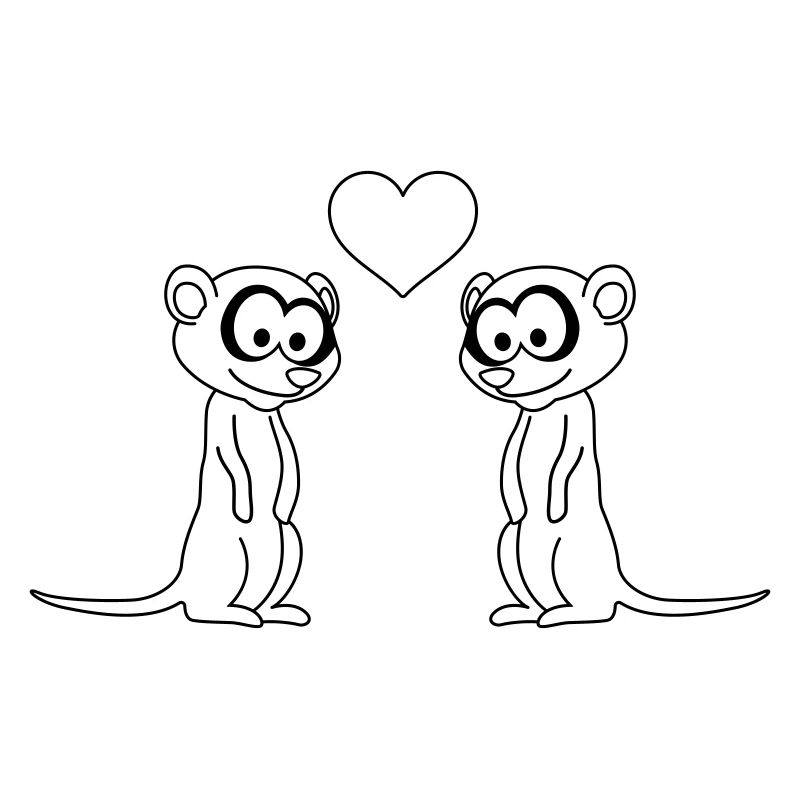 Erdmännchen Comic Paar liebe