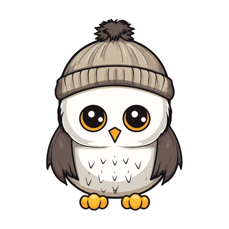 Owl Winter Comic Illustration